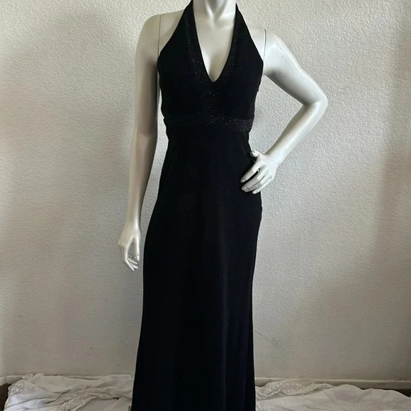 Vintage Pageant Halter Black Straight Gown by Scott McClintock - Picture 1 of 8